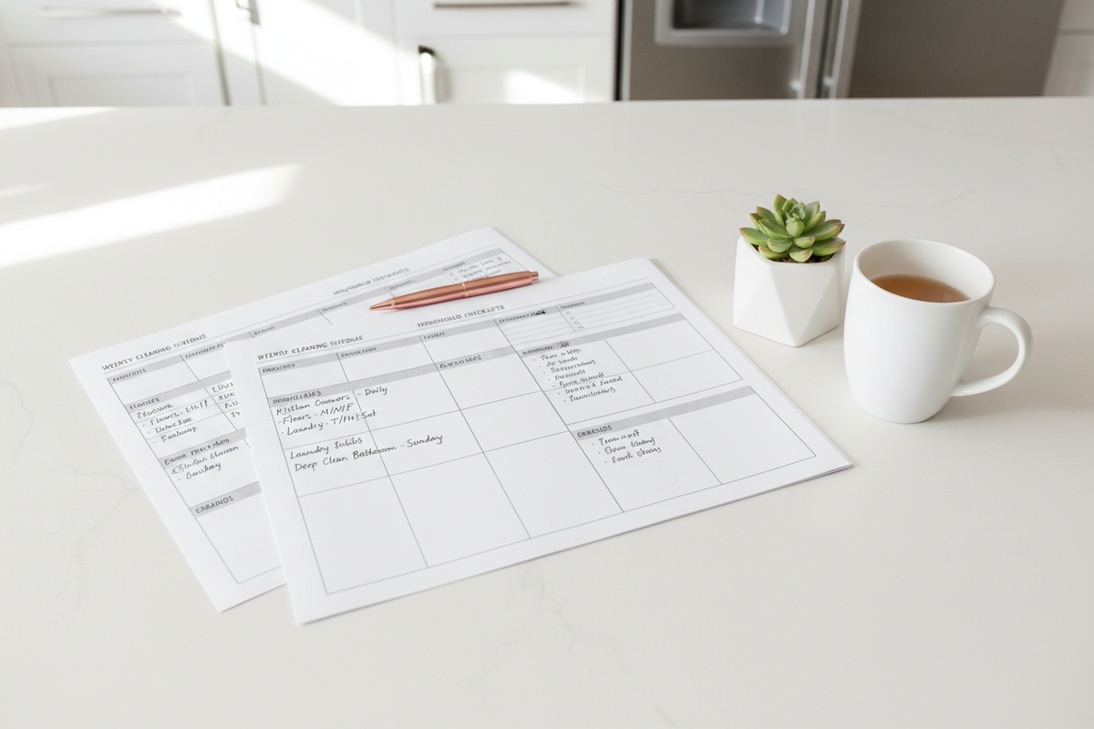 The Home Reset printable home organisation planner lifestyle flatlay